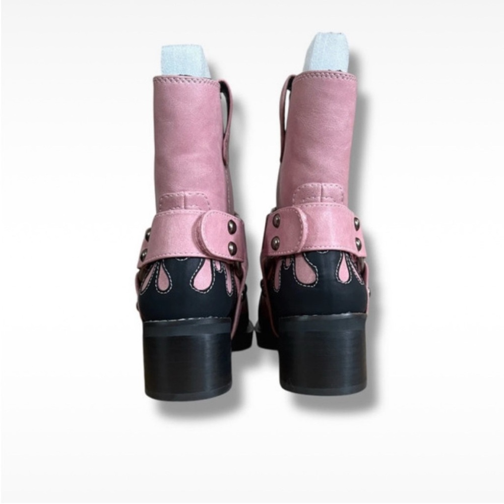 DollsKill | Current Mood NWOB Cyber Y2K Flame Moto Biker Goth Grunge Boots - Picture 5 of 8